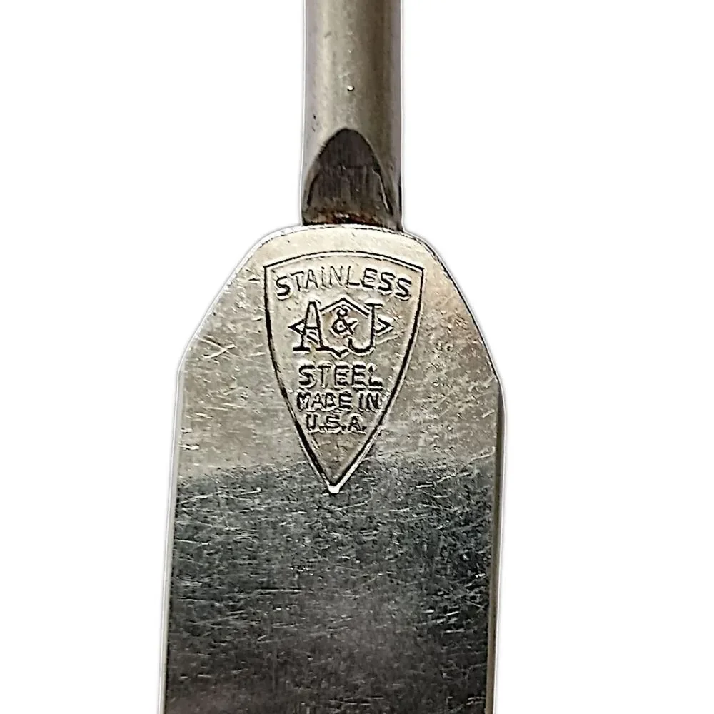 A&J Ecko Serving‎ Fork Vintage Red Yellow Handle Stainless Steel USA Melamine